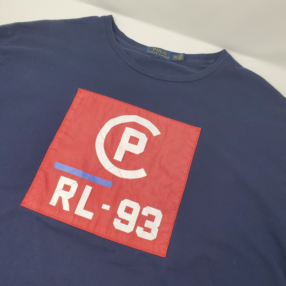 Polo Ralph Lauren T-Shirt Mens XXL RL-93 Patch Navy Blue Classic Fit
